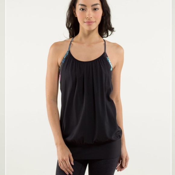 Lululemon No Limits Tank Black/Petal Pop Multi Sz 4 - Picture 2 of 13